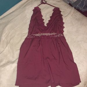 Self-Tie Tassel Halter Lace Romper